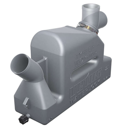 Marmitta silenziatore Vetus Waterlock LP50 in plastica grigia con raccordo girevole e fascetta inox | Onautica