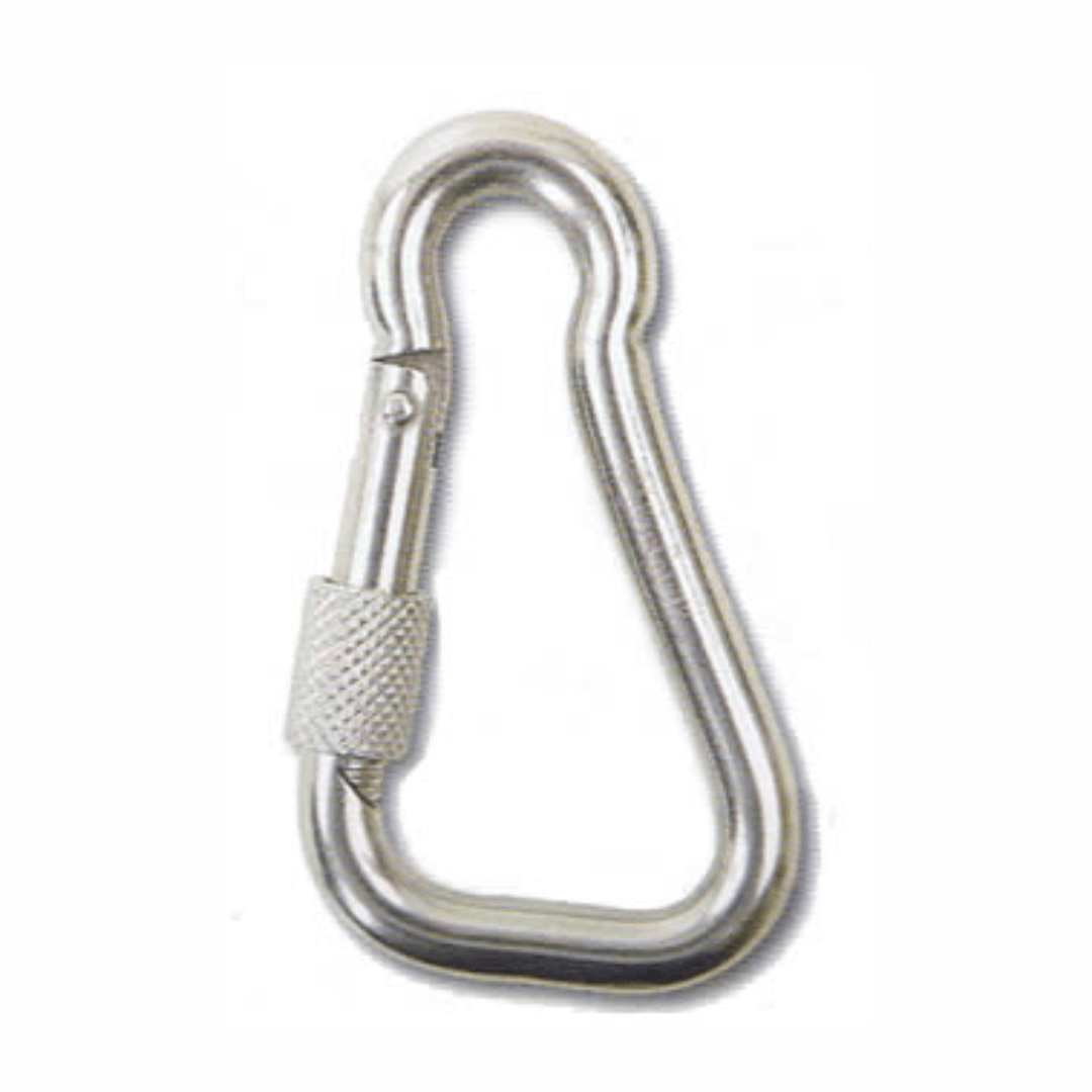 Moschettone inox AISI 316 a ghiera 120mm forma asimmetrica ad apertura larga, colore argento lucido | Onautica