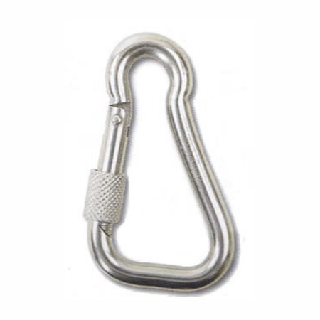Moschettone inox AISI 316 a ghiera 120mm forma asimmetrica ad apertura larga, colore argento lucido | Onautica