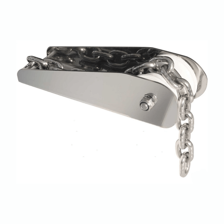 Musone fisso classic inox L 150 mm con catena in acciaio inox lucido, vista laterale | Onautica
