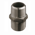 Nipple doppio maschio 3/8" in acciaio inox lucido con esagono centrale e filettatura conica | Onautica