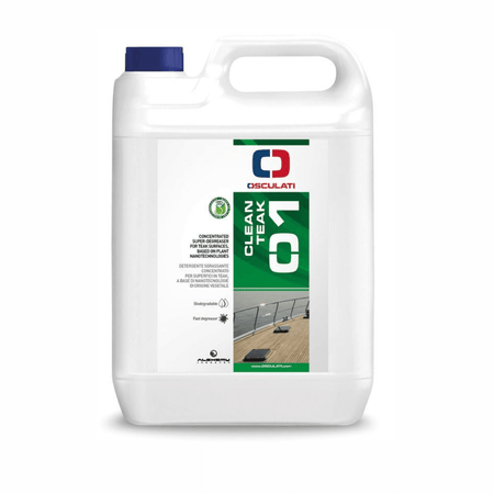 Tanica bianca 5L Osculati Clean Teak 01 sgrassante concentrato per superfici in teak, biodegradabile | Onautica
