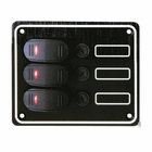 Pannello interruttori Contour 3x15A nero in alluminio con 3 switch a bilanciere rossi e portafusibili | Onautica