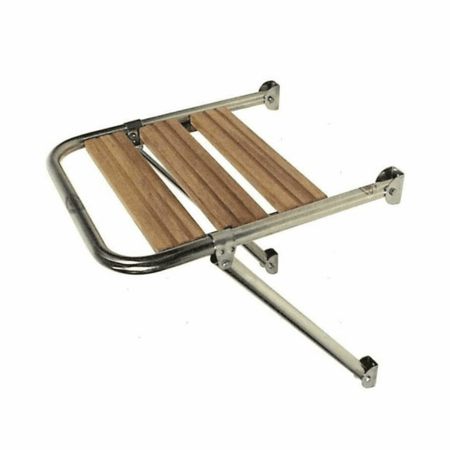 Plancia Tinox pieghevole in teak e acciaio inox con scaletta, 3 gradini, 410x450 mm | Onautica