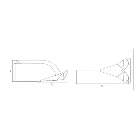 Ancora Kobra 2 Plastimo, disegno tecnico con quote