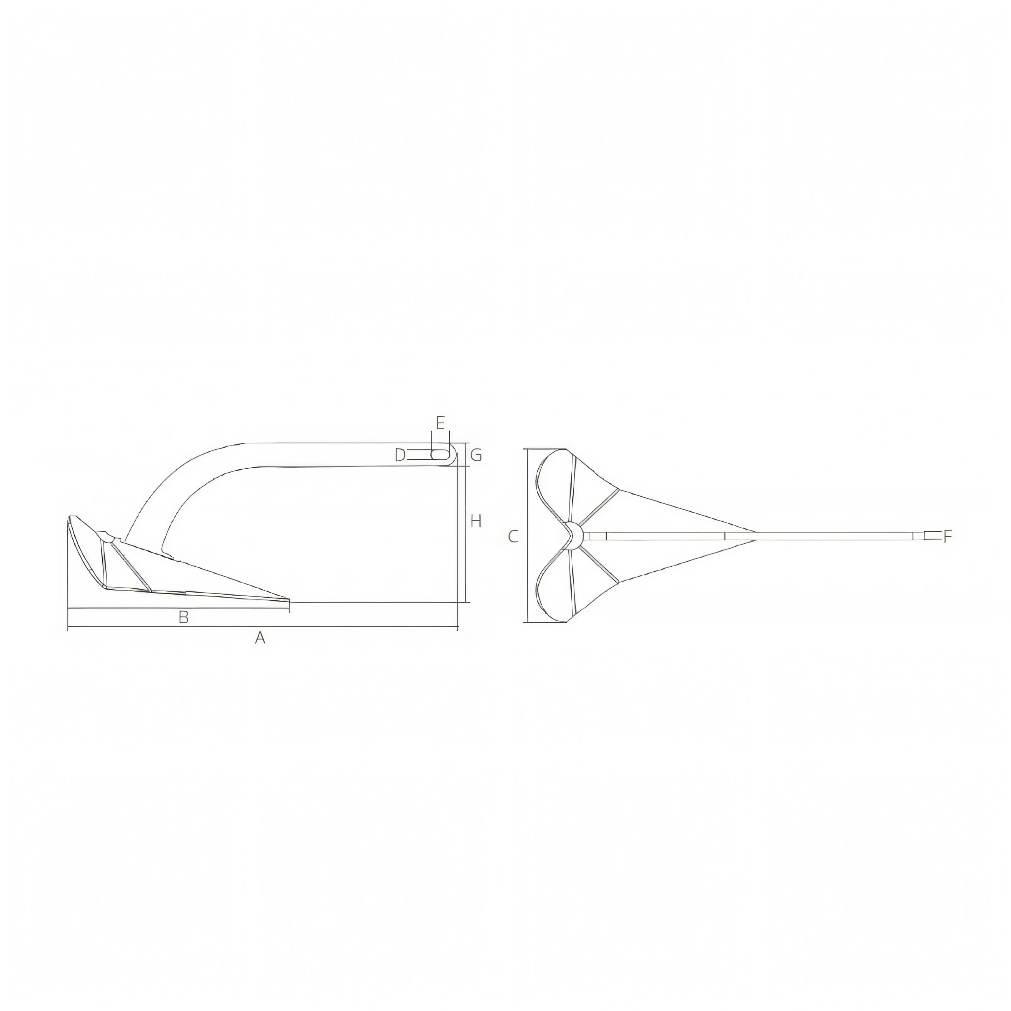 Ancora DC Plastimo, disegno tecnico con quote