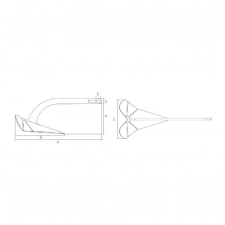Ancora DC Plastimo, disegno tecnico con quote