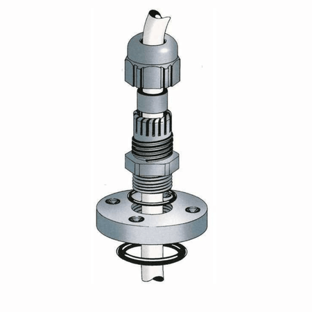 Passacavo elettrico stagno Quick grigio in metallo con flangia circolare, guarnizione O-ring e pressacavo | Onautica