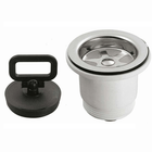 Piletta dritta ricambio lavello 1"1/4 in plastica bianca con griglia inox e tappo nero con maniglia | Onautica
