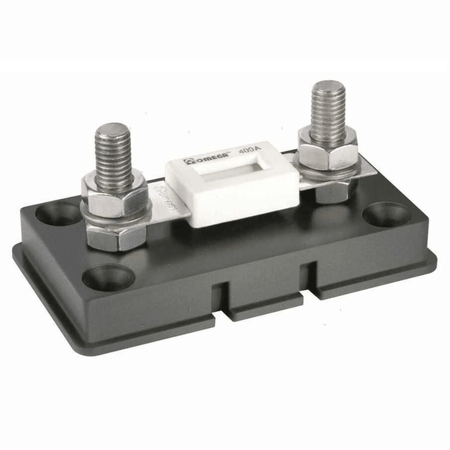 Portafusibile ANL Omega 400A con base nera isolata, due bulloni in acciaio inox e fusibile bianco centrale | Onautica