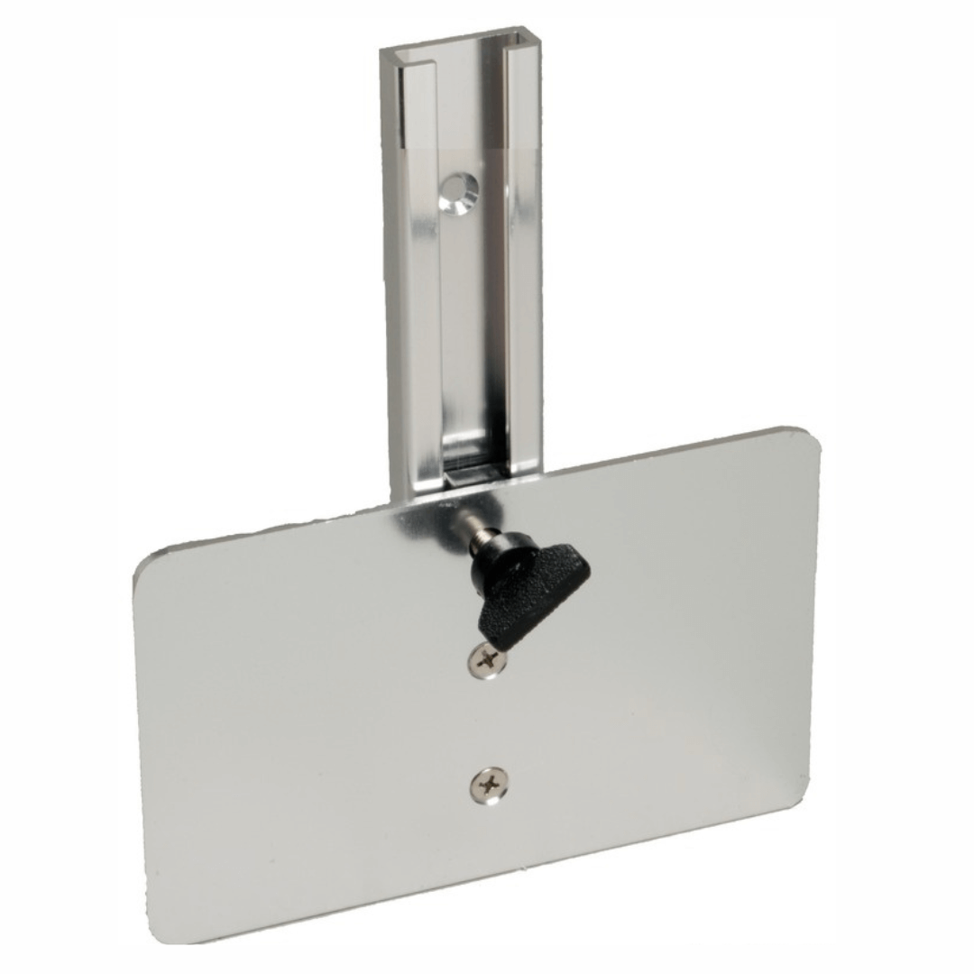 Porta trasduttore da poppa verticale in alluminio silver con piastra regolabile e vite a farfalla nera | Onautica