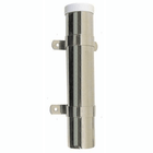 Supporto portacanna a parete in acciaio inox lucido con fascette di fissaggio e tappo bianco superiore | Onautica