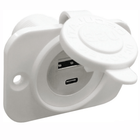 Presa incasso doppia USB Type-A e Type-C bianca con coperchio protettivo, pannello di montaggio | Onautica