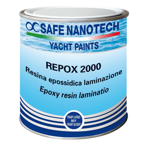 Barattolo metallico resina epossidica laminazione Safe Nanotech Repox 2000, etichetta azzurra e blu, 1 kg | Onautica