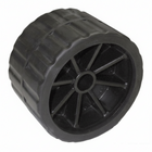 Rullo laterale nero in gomma L 75mm diametro 120mm con raggi interni e foro centrale Ø 18,5mm per carrello barca | Onautica