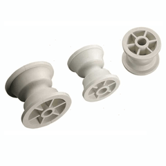 Tre rulli di ricambio in plastica grigia per carrello barca, forma a puleggia con raggi, L 49mm Ø 61mm | Onautica