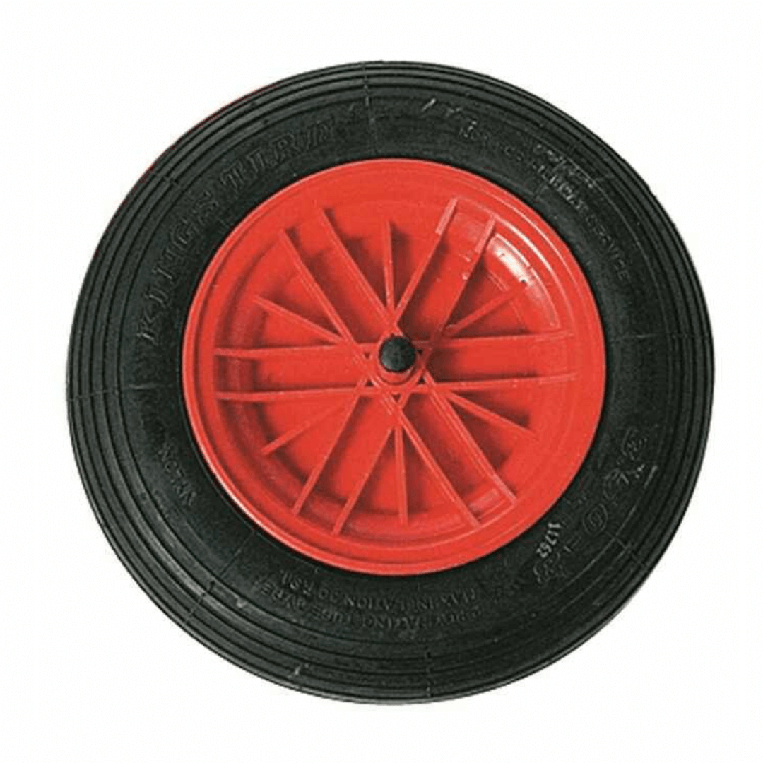 Ruota per carrello alaggio Ø 360 mm con cerchio rosso in plastica e pneumatico nero | Onautica