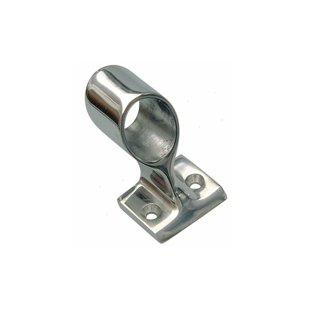 Supporto passamano New Line in acciaio inox lucido con base rettangolare e anello cilindrico, 2 fori di fissaggio | Onautica