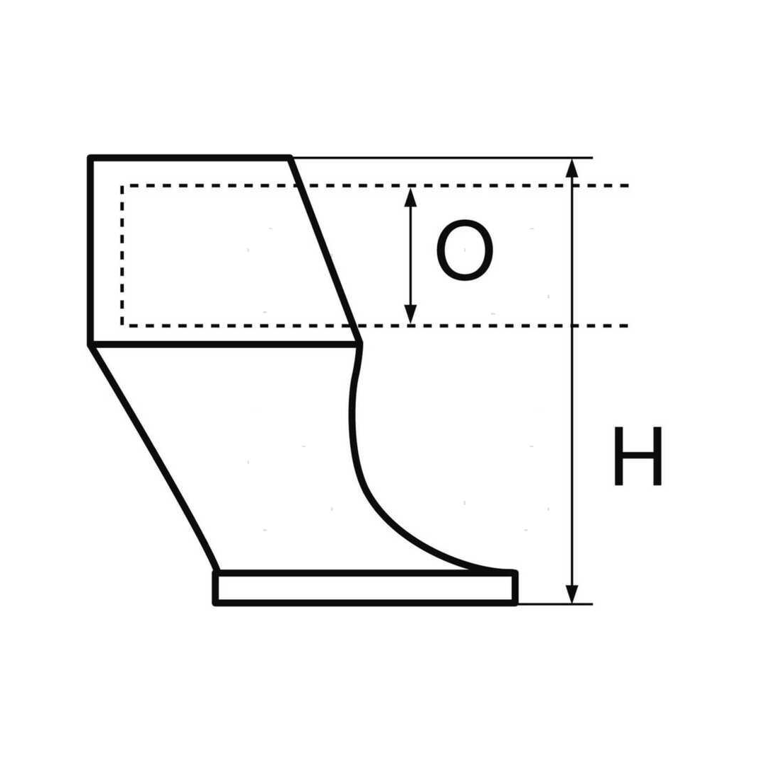 Scheda tecnica Supporto Passamano NEW LINE Acciaio Inox base rettangolare con quote H e O | Onautica