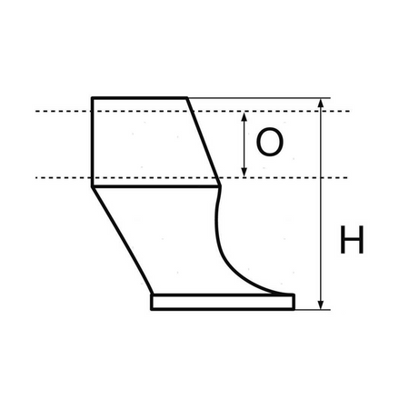 Scheda tecnica supporto passamano New Line in acciaio inox base rettangolare con quote H e O | Onautica