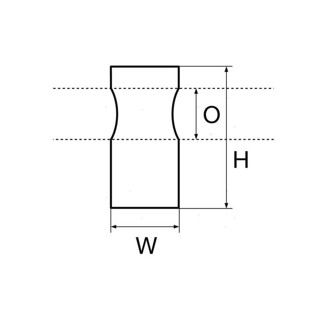 Scheda tecnica supporto passamano cilindrico inox con dimensioni W, H e O | Onautica