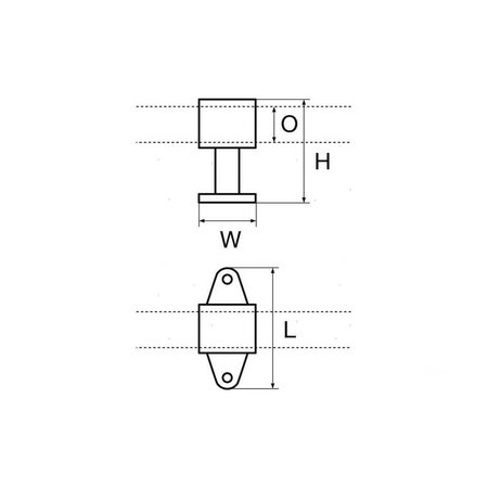 Scheda tecnica Supporto Passamano Classico Inox Base Ovale con quote H, W, O, L | Onautica