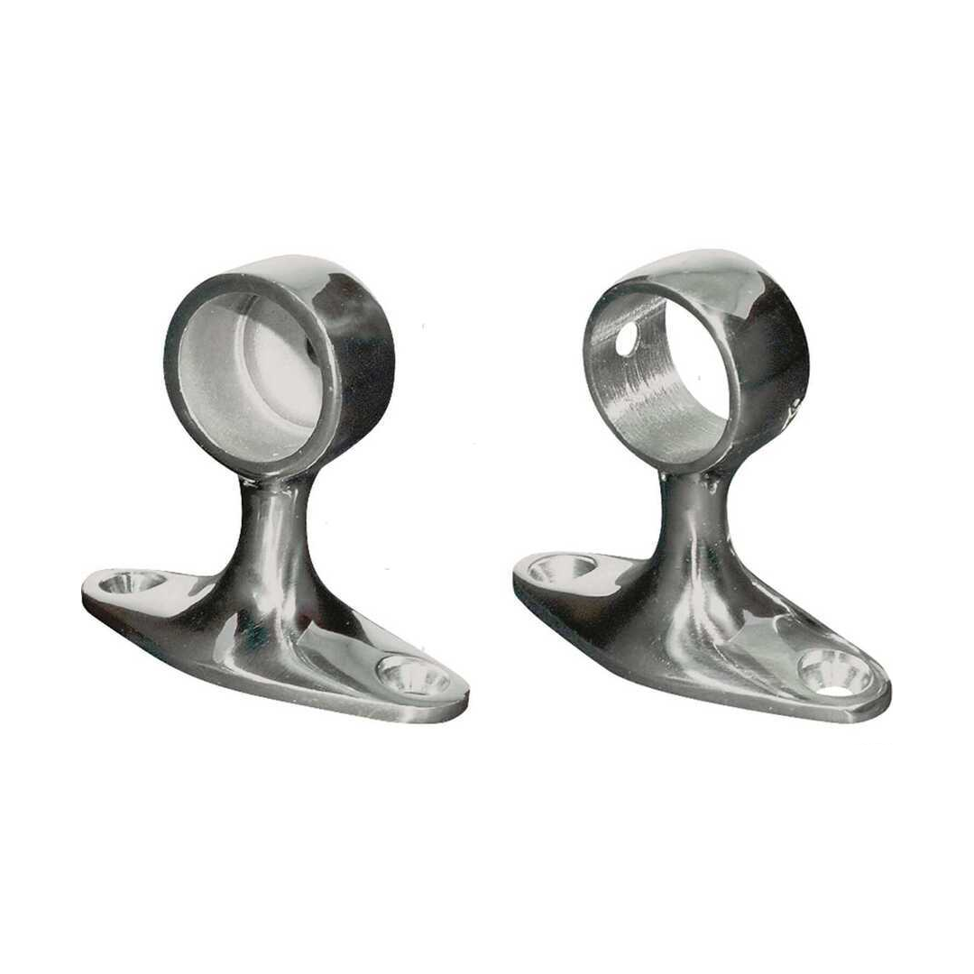 Coppia supporti passamano classici in acciaio inox lucido con base ovale e anello cilindrico | Onautica