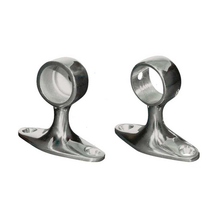Coppia supporti passamano classici in acciaio inox lucido con base ovale e anello cilindrico | Onautica