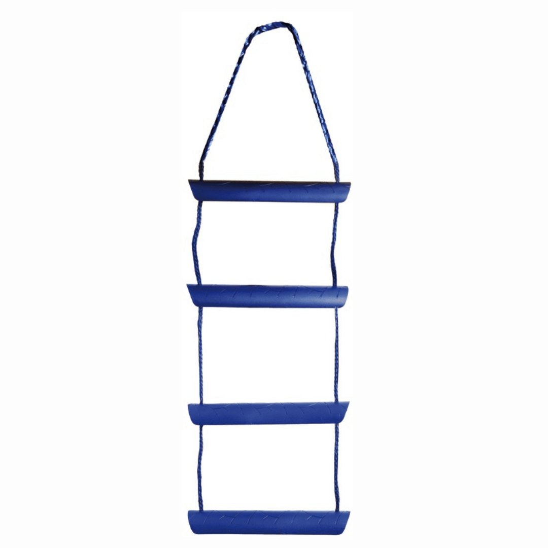 Scaletta biscaglina 3 gradini blu in plastica con corda intrecciata blu e gancio superiore | Onautica