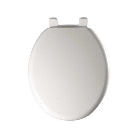 Sedile WC marino di ricambio bianco ovale in plastica con cerniere, vista dall'alto | Onautica