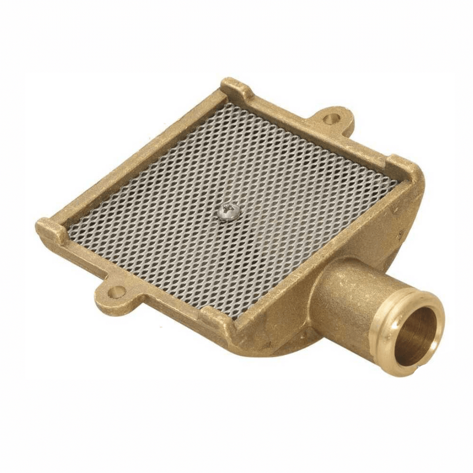 Succhiarola in ottone marino con filtro a rete inox per pompe di sentina, disponibile in versione appesantita o da fissare. 20 25 mm.
