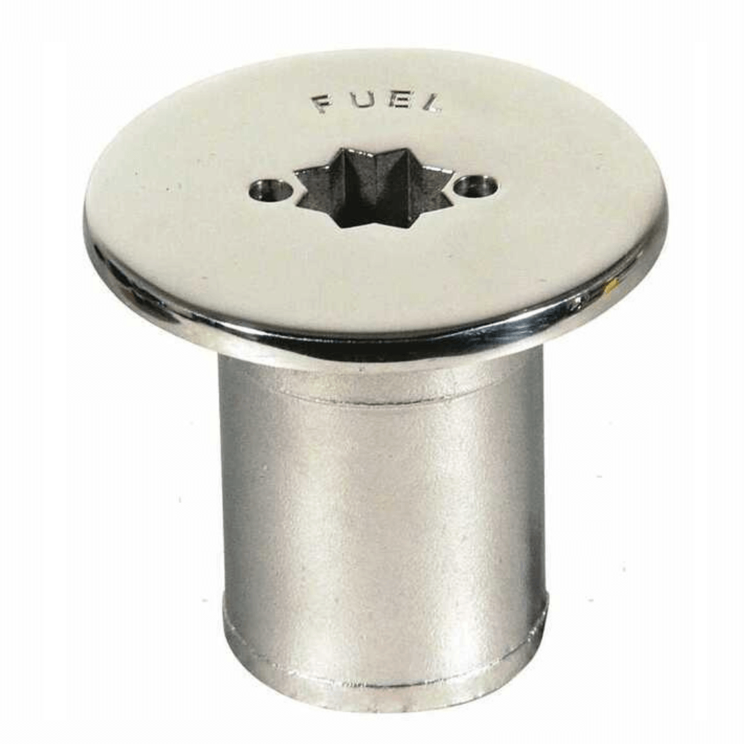 Tappo carburante in acciaio inox lucido con collo cilindrico Ø 38 mm e chiusura a stella | Onautica
