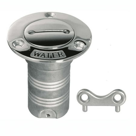 Tappo imbarco acqua in acciaio inox lucido Ø 50mm con chiavetta di apertura inclusa | Onautica