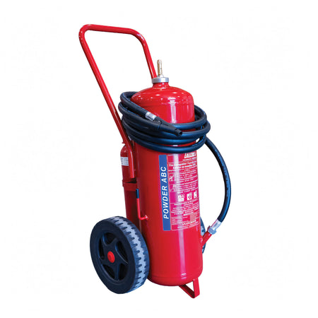 Estintore carrellato a polvere LALIZAS a cartuccia in acciaio al carbonio con manichetta – 25 kg
