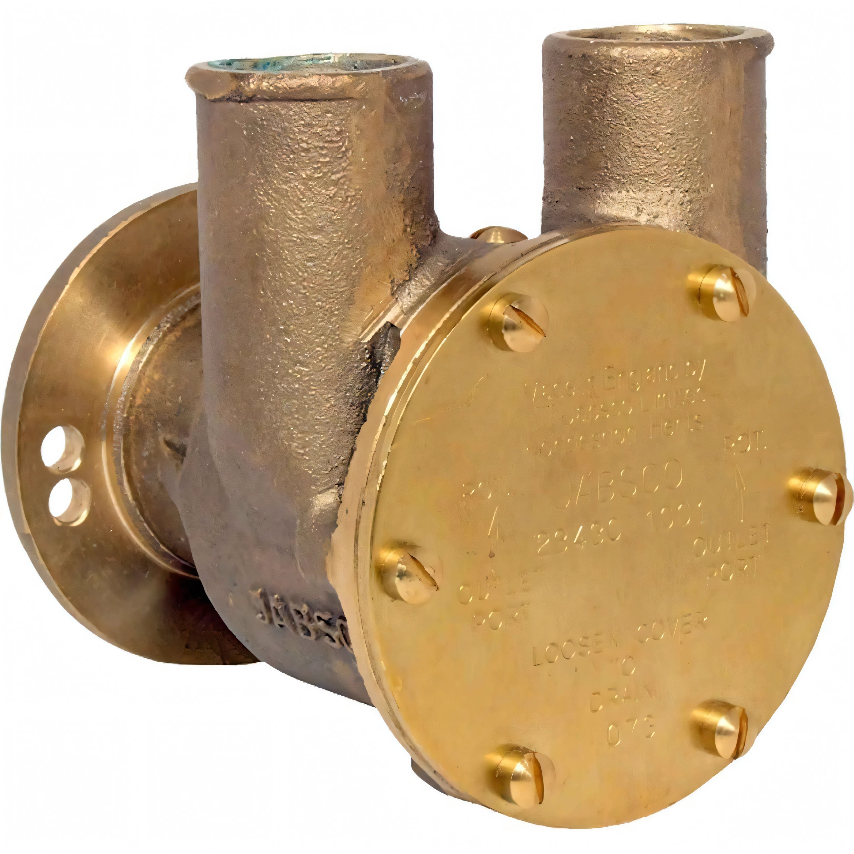 Pompa in bronzo Jabsco F7B-9 per acqua di raffreddamento, vista laterale