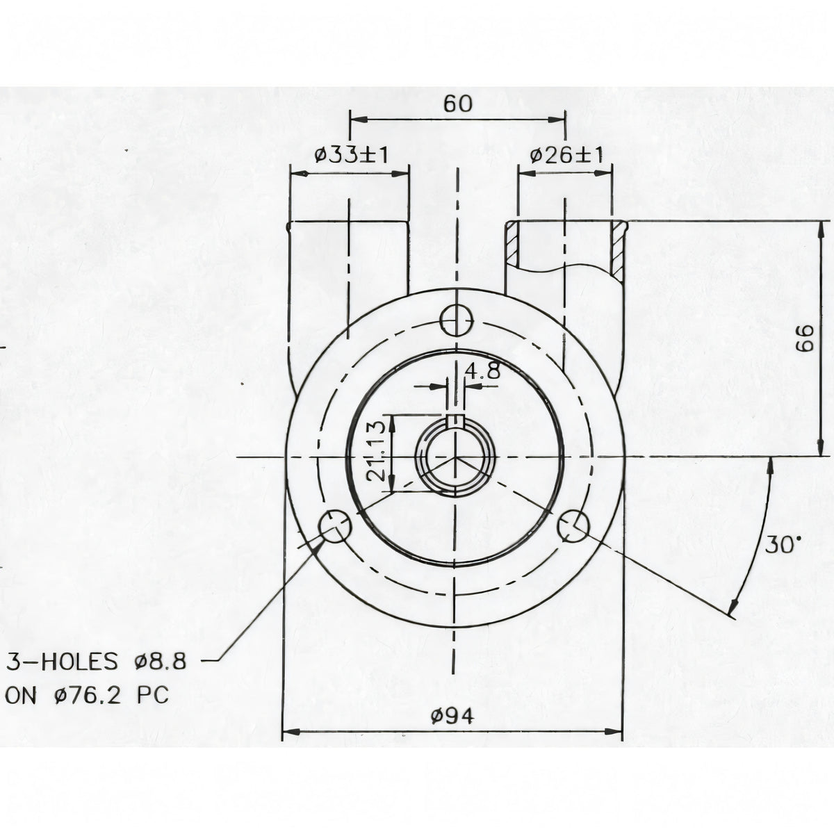 Pompa Jabsco 29600, disegno tecnico