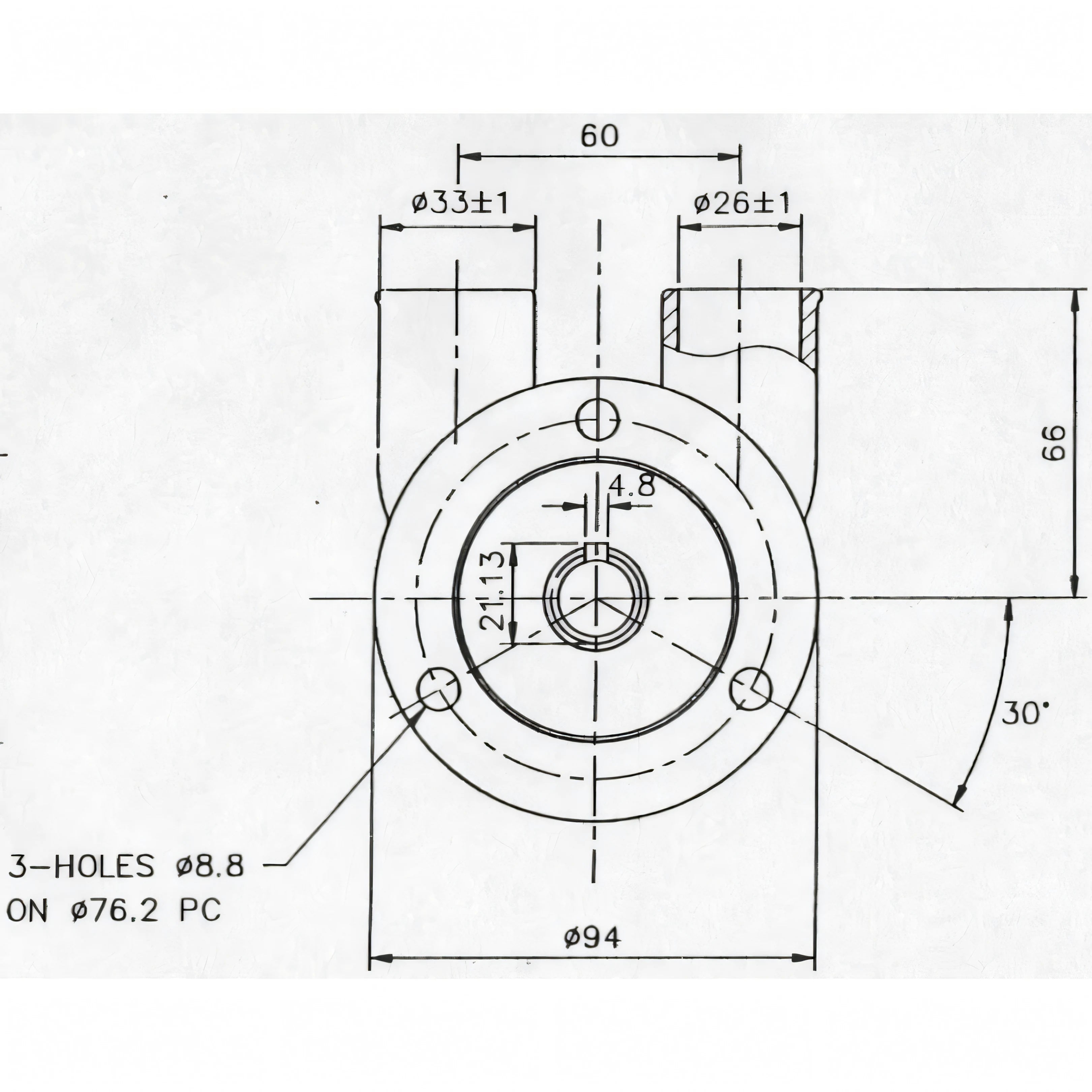 Pompa Jabsco 29600, disegno tecnico