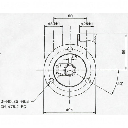 Pompa Jabsco 29600, disegno tecnico