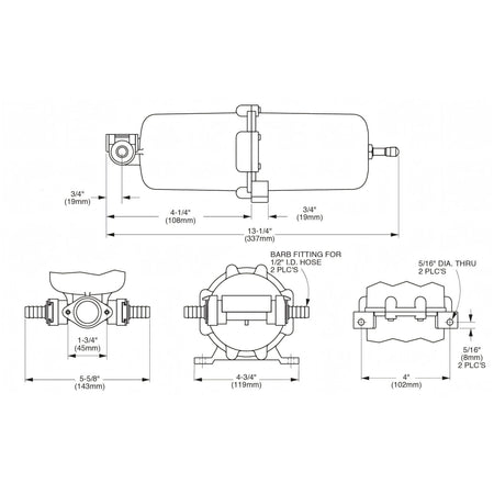 Serbatoio Jabsco 1 litro con attacchi push-in per tubi da 13 mm
