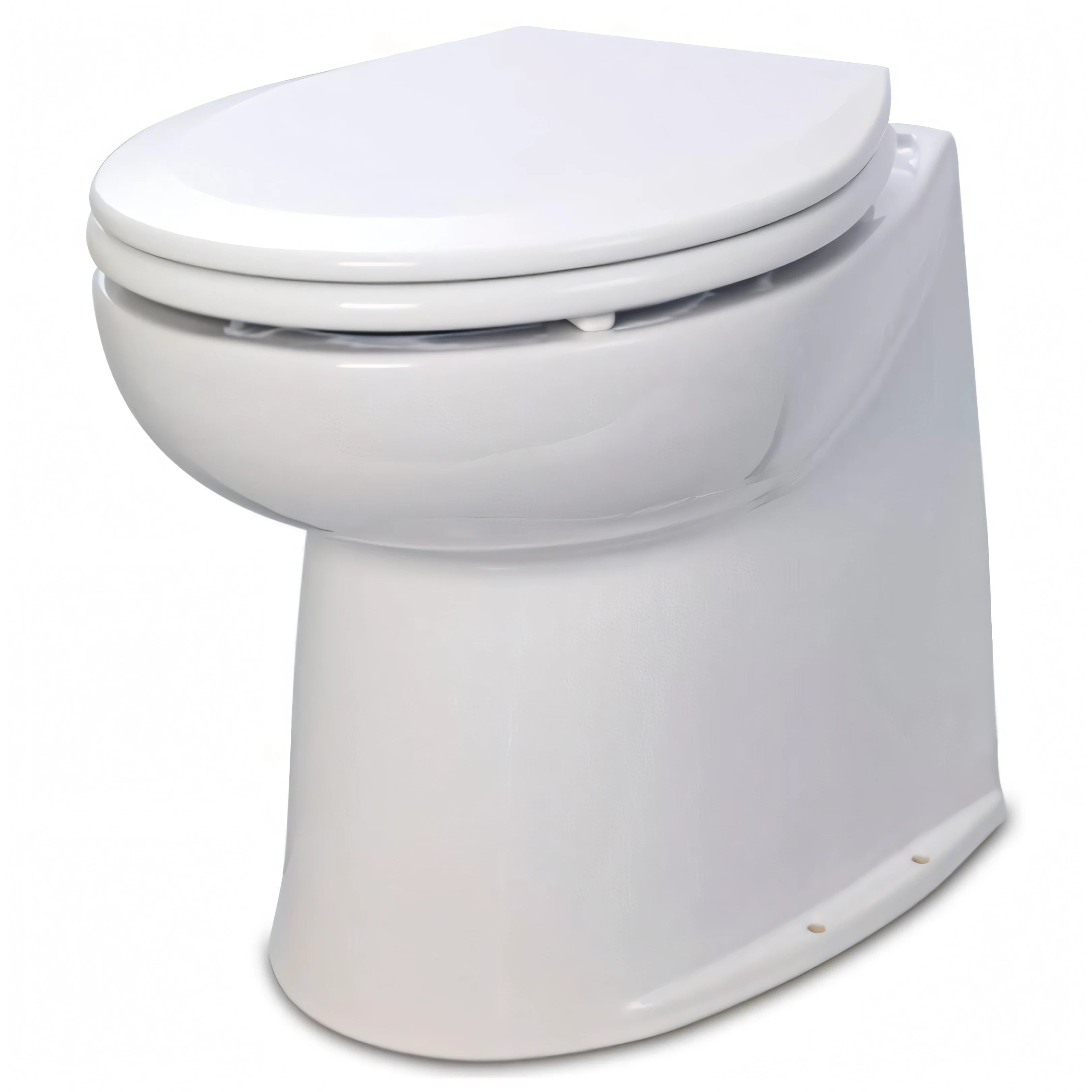 WC elettrico Jabsco Delux Flush in ceramica bianca, vista frontale