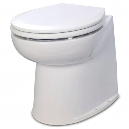 WC elettrico Jabsco Delux Flush in ceramica bianca, vista frontale