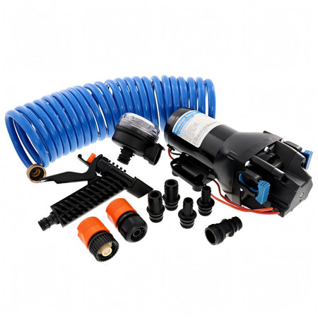 Kit pompa lavaggio ponte Jabsco HotShot con tubo a spirale e ugello