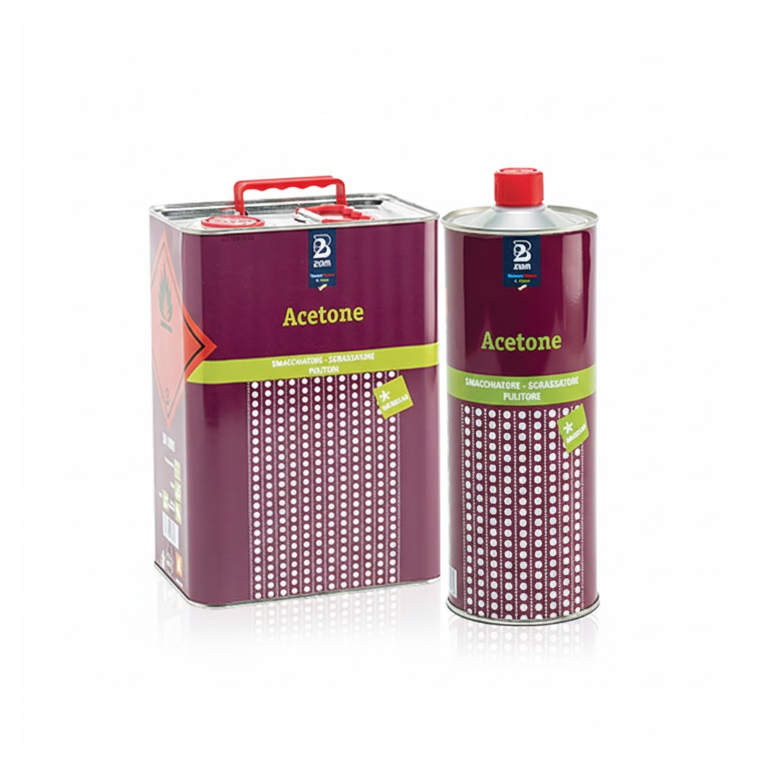 Latta di Acetone Puro 2BM per sgrassaggio metalli e pulizia pistole a spruzzo.