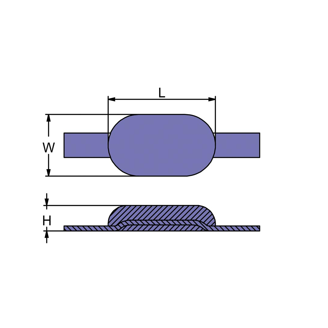 Anodo sacrificale rettangolare in zinco per scafo con piattine in acciaio per saldatura.