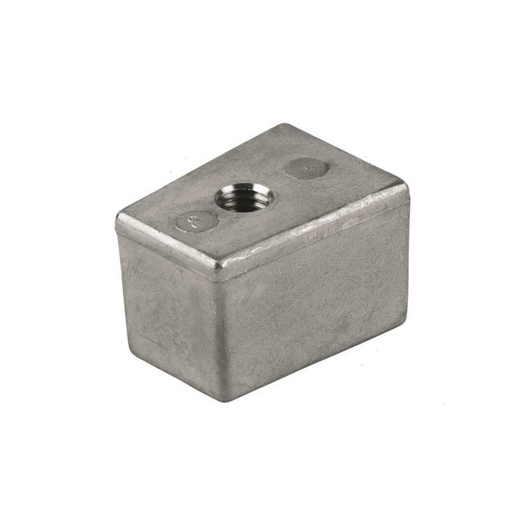 Anodo a cubo in alluminio grigio metallizzato con foro filettato, staffa motore Yamaha 25-60 HP | Onautica