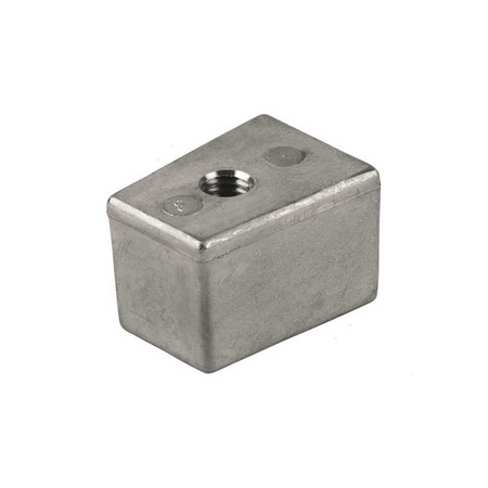 Anodo a cubo in alluminio grigio metallizzato con foro filettato, staffa motore Yamaha 25-60 HP | Onautica