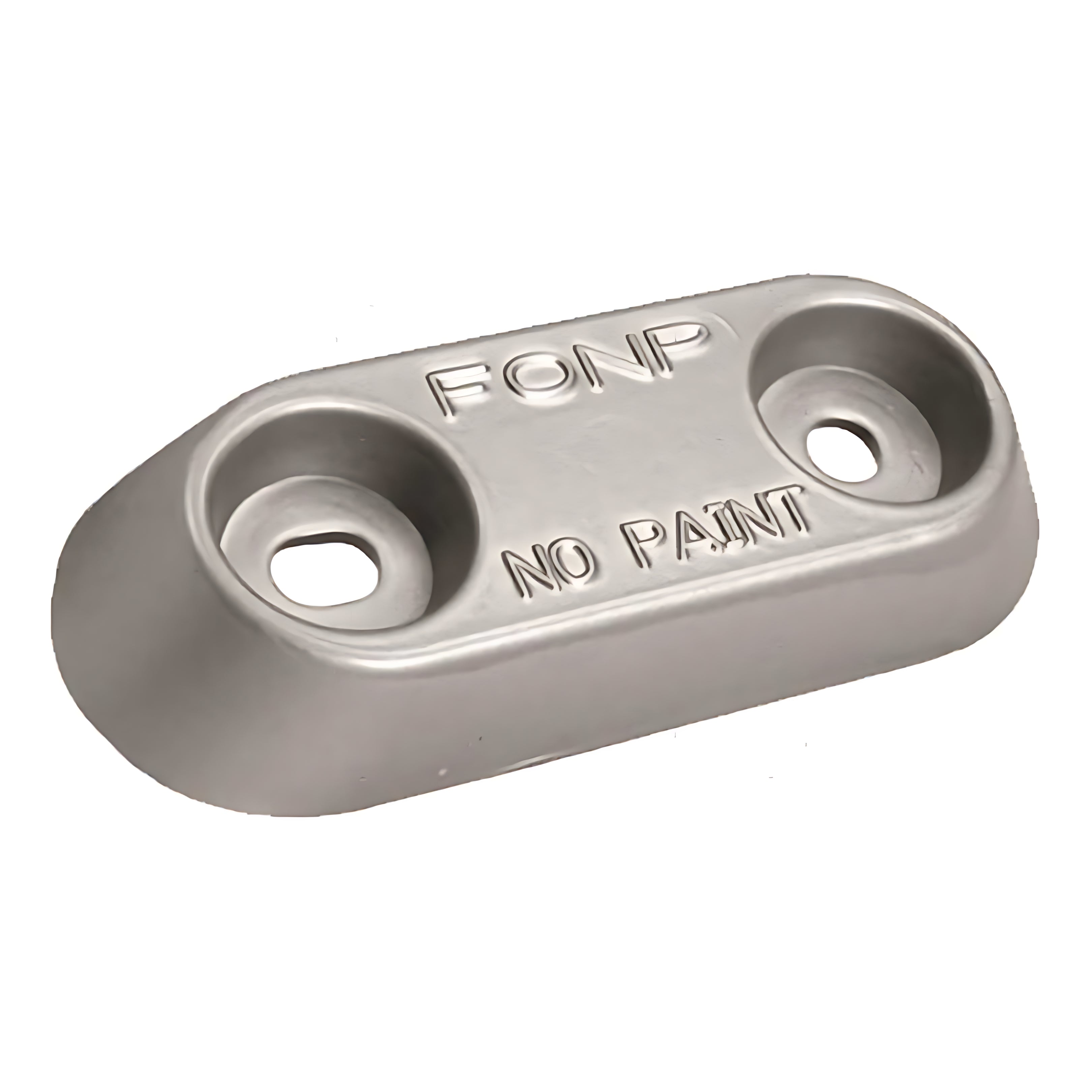 Anodo sacrificale a piastra in zinco nautico per carene e specchi di poppa, compatibile Vetus, peso 0,95 kg, interasse 80 mm.