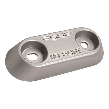 Anodo sacrificale a piastra in zinco nautico per carene e specchi di poppa, compatibile Vetus, peso 0,95 kg, interasse 80 mm.