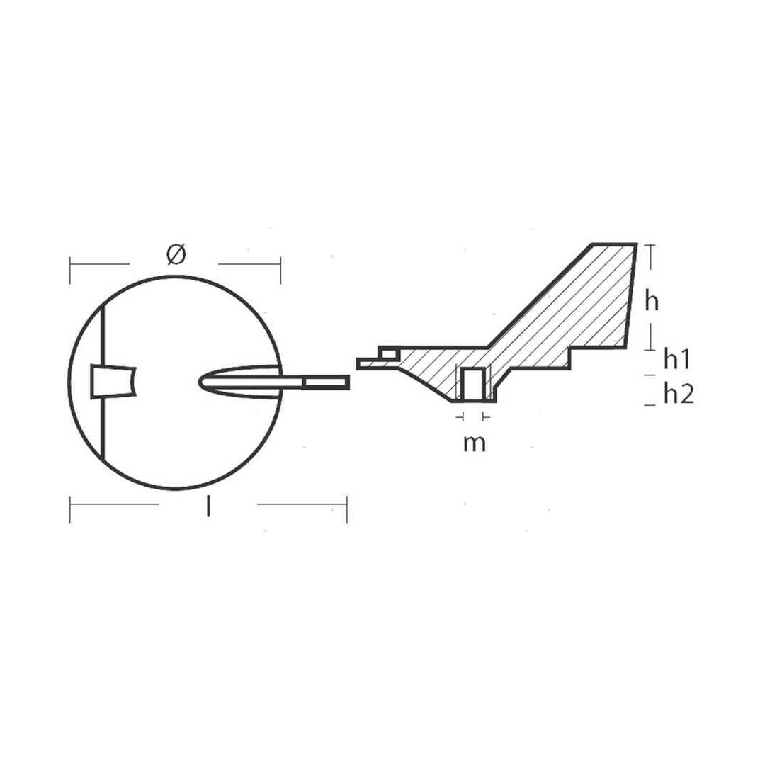 Anodo pinna di compensazione in alluminio per motori fuoribordo Yamaha V6 150-225 HP, base diametro 100mm.