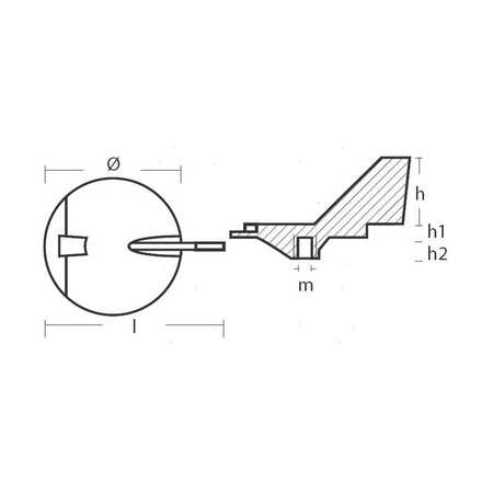 Anodo pinna di compensazione in alluminio per motori fuoribordo Yamaha V6 150-225 HP, base diametro 100mm.
